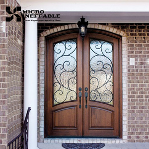 Puerta de entrada principal de estilo minimalista, puerta francesa <span class=keywords><strong>exterior</strong></span> de doble hoja, puerta abatible <span class=keywords><strong>exterior</strong></span> delantera de acero - Product Image 2