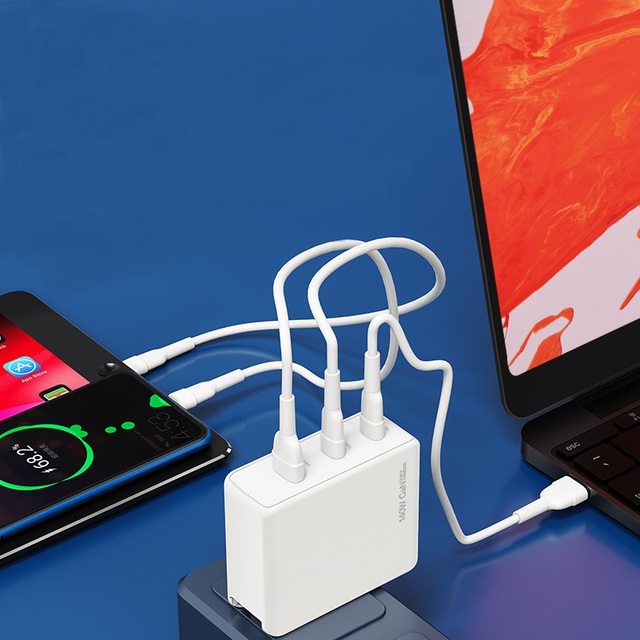 140W Quick Charge PD QC3.0 3Ports GaN Charger USB C Fast USB Charger EU UK KR Pin PD GaN Adapter Charger