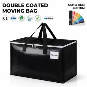 Sac de déménagement à double revêtement, grand sac de rangement avec fermeture éclair, poignées renforcées, organisateur de vêtements imperméable - Product Image 1