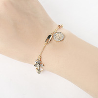 Chaîne perlée croisée qui ne se décolore pas, bracelet de couleur de protection féminin incrusté de diamants, bijoux de perles de prière de luxe légers