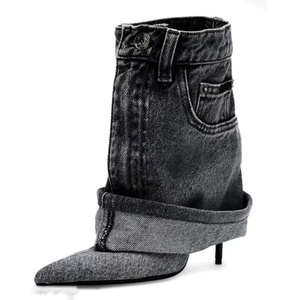 Sexy Women's Mid Calf <b>Boot</b> Pointed Toe Stylish Female Shoes Denim Cowgirl 2025 New Denim <b>Boots</b> for Ladies - Product Image 6