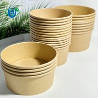 Bol à soupe jetable en papier kraft biodégradable, imprimé en couleur sur mesure, avec couvercle en papier
