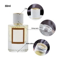Hoge Kwaliteit Heldere Lege Glazen Parfumfles 50Ml Luxe Glazen Parfumfles Met Witte Gouden Deksels