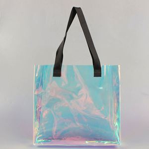 Sac de maquillage holographique en PVC laser, sac de maquillage arc-en-ciel scintillant, sac de voyage pour fille, sac fourre-tout transparent - Product Image 5