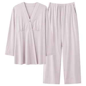 Pijamas de Maternidad para Mujeres <span class=keywords><strong>Embarazadas</strong></span> y Lactantes, Ropa de Dormir para <span class=keywords><strong>Parto</strong></span> y Hospital, Ecológica, Transpirable - Product Image 5