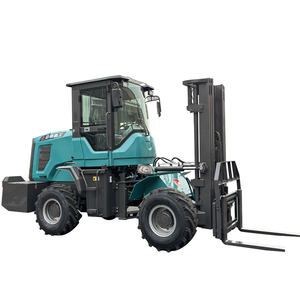 Chariot élévateur tout terrain 3.5t à quatre roues motrices Chariot élévateur tout-terrain à quatre cylindres pelleter les briques de <span class=keywords><strong>fourche</strong></span> en béton sur le site. - Product Image 3