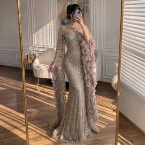 Serene Hill LA72708A Abito da Sera Rosso con Scollo Rotondo, Sirena e Perline, Maniche a Volant, <span class=keywords><strong>Vestito</strong></span> Formale da Festa per <span class=keywords><strong>Donna</strong></span> - Product Image 2