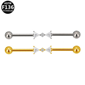 Barre de piercing en titane F136 Infinity 1,6 mm 38 mm avec clous en zircone pour piercing au nez - Product Image 4