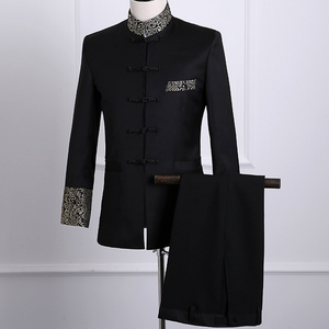 <span class=keywords><strong>Costume</strong></span> de scène sur <span class=keywords><strong>mesure</strong></span> à col montant, <span class=keywords><strong>demi</strong></span>-toile, pour animateur, chanteur, smoking, tunique chinoise - Product Image 3