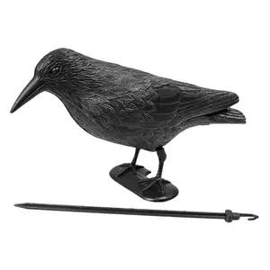 Decoy Garden Bird Scarer Stand Black Plastic Crow for hunting