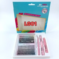 Vente en gros personnalisable prédécoupé Segmentd Private Label C D Curl Segment prédécoupé Kit d'extension de cils DIY Cluster Lashes Kit