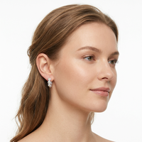 Anting Perak Sterling S925 EK289 Motif Bunga Dua Warna, Ear Cuff Chic, Desain Segar dan Stylish