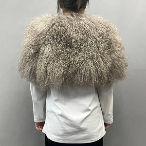 Nuevo <span class=keywords><strong>Bolero</strong></span> de Piel para Mujer, Capa de Piel para Boda, Poncho de Piel Mongol Auténtica de Lujo - Product Image 3