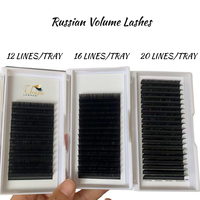 Extensions de cils individuels en cachemire noir mat à courbure CC, volume russe, en plateau, épaisseurs 0.03mm, 0.05mm, 0.07mm, marque privée