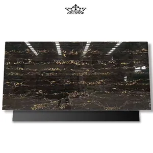 Goldtop OEM/ODM estilo de lujo hermosas venas negro Italia piedra Natural Nero Portoro mármol italiano grandes losas o azulejos