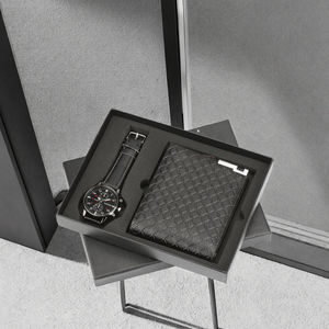 Conjunto de cartera para reloj para hombre, exquisita combinación creativa de cierre abierto para regalo del día del papá, decoración de letras de poliéster, cartera corta - Product Image 2