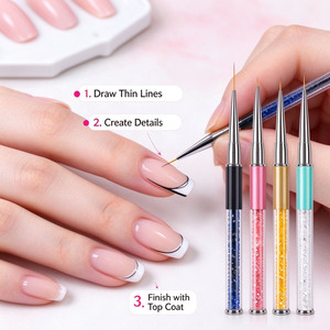 Ensemble de pinceaux à double extrémité pour nail art, pinceaux de précision en acrylique, manche en métal pour vernis gel, design 3D, usage en salon et à domicile - Product Image 3