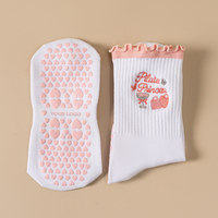 Chaussettes de yoga antidérapantes personnalisées pour femmes, en coton, avec volants, respirantes, pour Pilates et fitness en intérieur