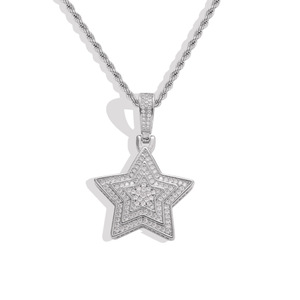 Pendentif étoile à cinq branches à 3 couches, accessoires hip-hop, colliers pour hommes et femmes, zircon incrusté de cuivre - Product Image 5