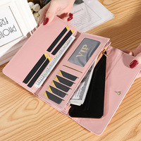 Dompet Wanita Kulit Motif Kotak-kotak dengan Logo Custom, Tempat Ponsel, Dompet Panjang, Tempat Kartu, Kantong Uang & Koin, Dompet Tipis