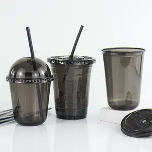 Пузырьковые чайные пластиковые чашки, биоразлагаемая упаковка с крышкой, пластиковые, полипропиленовые, черные