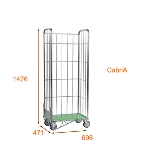 Chariot à linge en acier avec grille métallique 700x500xH1500, capacité 200 kg, maille 60x120 mm, finition thermolaquée - Product Image 1