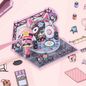 Paquete de 18 Pegatinas, Mini Libro de Pegatinas de Paisajes, Adorables Pegatinas de Escenas Miniatura de Animales, Pegatinas 3D de Cabañas, Manualidades para Niños, Collage - Product Image 4