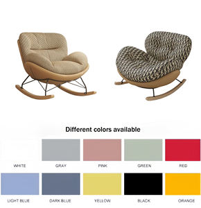 Mecedora de lujo nórdico moderno de tela de madera juegos de cuero ala muebles para el hogar sala de estar sofá salón sillas decorativas - Product Image 5