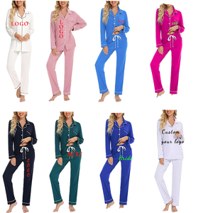 Set di <span class=keywords><strong>pigiama</strong></span> da <span class=keywords><strong>donna</strong></span> di lusso all'ingrosso della fabbrica viscosa in bambù con modale elastico in vita abiti da notte in <span class=keywords><strong>Jersey</strong></span> - Product Image 4