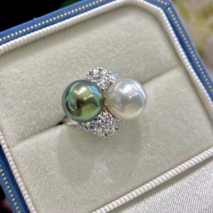 Nouvelle conception, bague en argent pur S925, perle d'eau douce ronde de 9-8 mm, presque parfaite, avec une personnalité à la mode - Cadeau - Product Image 4