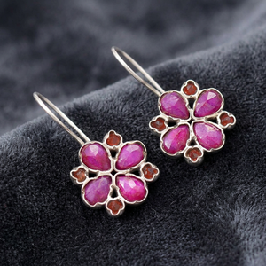 Wholesale 925 Sterling <b>Silver</b> Jewelry Ruby and Garnet Gemstone Handmade <b>Drop</b> <b>Earrings</b> for Women Wedding Party - Product Image 3