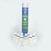 Volant de badminton en plumes d'oie blanches de haute qualité, modèle Huamei n°5, le plus durable, fabriqué à l'usine d'Anhui, pour la compétition amateur.