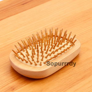 แปรงผมไม้ธรรมชาติทำมือพร้อมโลโก้สั่งทำ แปรงผมไม้ไผ่ แปรงผมขนาดเล็ก ที่นวดหนังศีรษะ เป็นมิตรกับสิ่งแวดล้อม - Product Image 6