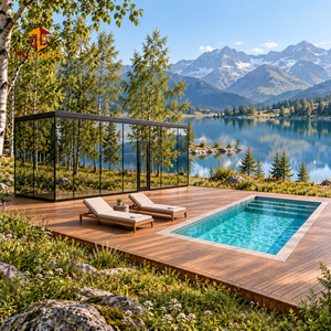 Casa Prefabricada Pequeña <span class=keywords><strong>con</strong></span> Espejo de Cristal, Cabina y Piscina, para Hoteles en Viñedos de Francia y Retiros <span class=keywords><strong>Rurales</strong></span>, Suministro OEM ODM - Product Image 1