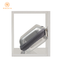 Étui à lunettes rigide en aluminium argenté avec fermeture éclair, doublure douce, protection portable, pochette pour lunettes