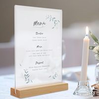 Porte-affiche acrylique de haute qualité avec Base en bois clair Menu présentoir porte-affiche pour porte-affiche de table à la maison