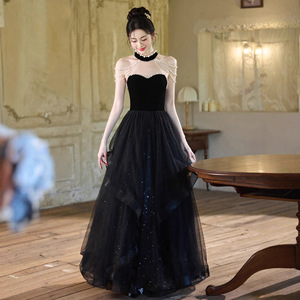 Black Ball Gown Sweetheart Neckline Empire Waist Pearl Detail Evening Dress For Banquets And Ceremonies - Product Image 3