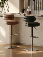 Tabouret de bar pivotant réglable en hauteur en acier inoxydable, style design antique mi-siècle, avec dossier, sensation de luxe léger et premium, idéal pour îlot de cuisine