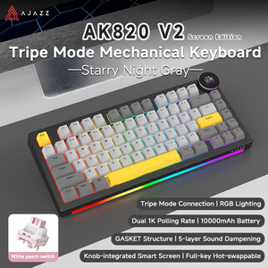 <span class=keywords><strong>Clavier</strong></span> mécanique de jeu AJAZZ AK820 V2 / AK820 V2 <span class=keywords><strong>Pro</strong></span>, 75 % ABS, 82 touches, 10000 mAh, sans fil, tri-mode, pour ordinateur portable et PC - Product Image 4