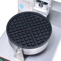 Gaufrier Rotatif Belge Électrique 110V 1200W Professionnel pour Hôtels et Extérieur, en Acier Inoxydable avec Plaques Antiadhésives et Contrôle de la Cuisson