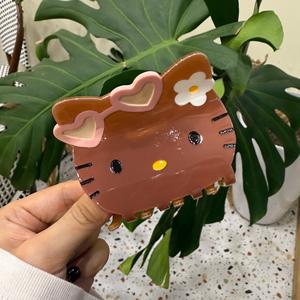 Personalizzato elegante Hello Kitty morsetto per capelli popolare <span class=keywords><strong>Anime</strong></span> disegno gatto artiglio materiale acetato di cellulosa carini fermagli per capelli per bambini - Product Image 4