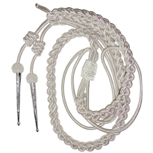 Aiguillette Ceremonial de Plata para Oficiales, con Puntas de Latón Trenzadas y Recubiertas, Impermeable, Ecológica, Accesorios para Cordones de Vestimenta - Product Image 1