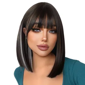 New2024wigs Fashionable European and American Wig JK Style Medium to Long Length Wholesale Full Head Synthetic Hairpiece