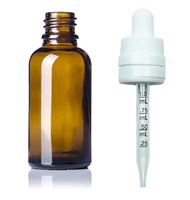 Bouteille en verre d'huile essentielle ambre de 20ml avec compte-gouttes