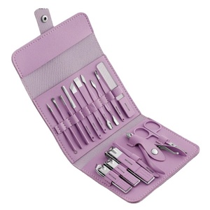 Ensemble de coupe-ongles 16 en 1, professionnel, en acier inoxydable, violet, outils pour les ongles, ciseaux, manucure, pédicure, kit de coupe-ongles - Product Image 1