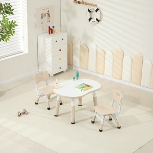 Mesa Multifuncional Moderna de Altura Ajustable de Plástico y Madera para Niños de Jardín de Infancia SINKIPA, Pizarra Blanca/Madera, 5 Colores - Product Image 2