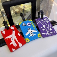 Étiquette de bagage en PVC souple avec logo personnalisé, motif avion de dessin animé, étiquette d'identification pour valise de voyage, étiquette nominative pour l'aéroport
