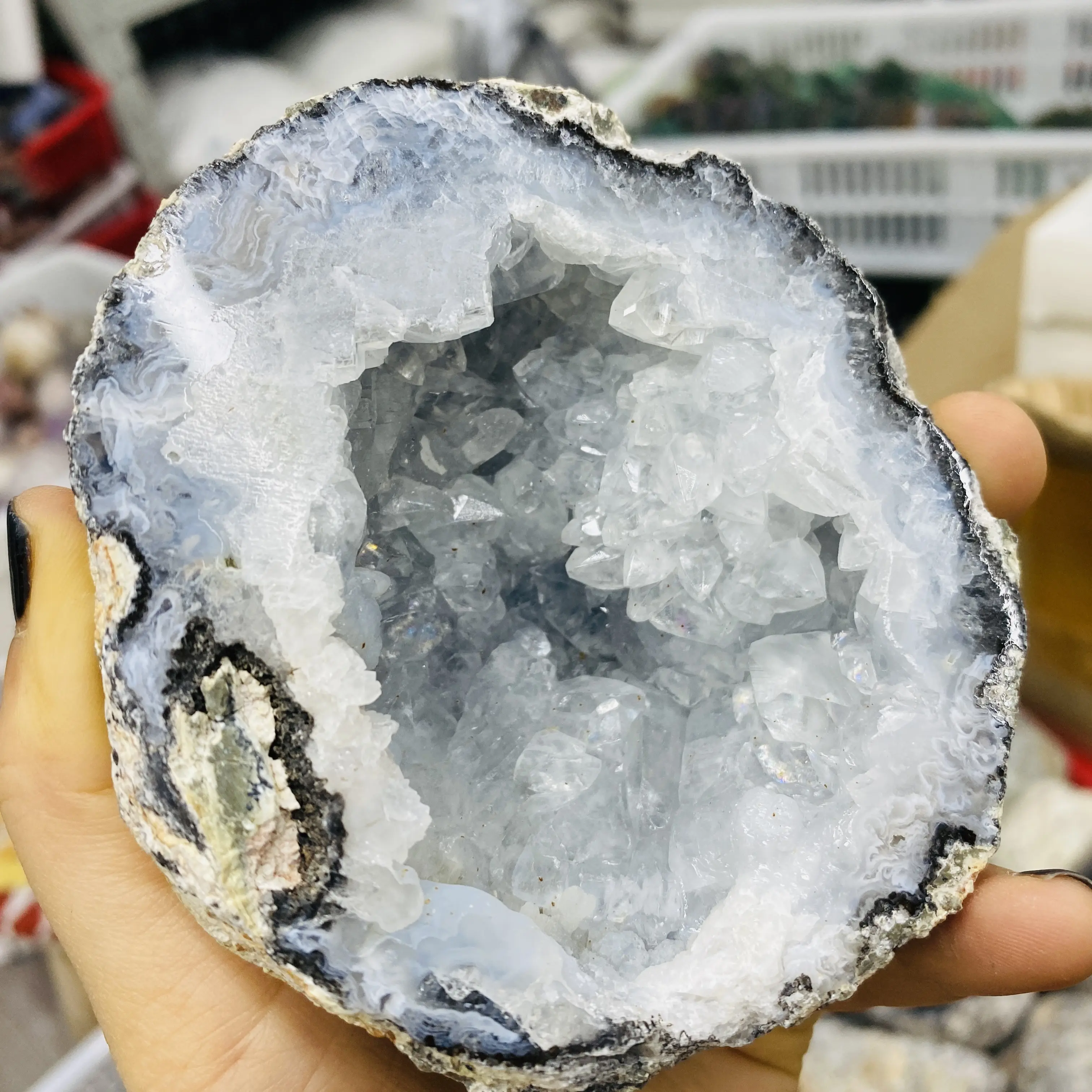 Vente en gros Agate naturelle Druzy Géode cristal artisanat grotte Mexique Agate Géode pour la décoration de la maison