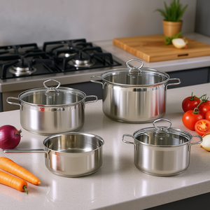 Manhattan Stainless Steel <b>Cookware</b> <b>Set</b> 4 Pieces With Lids For Stovetop Use - Product Image 3
