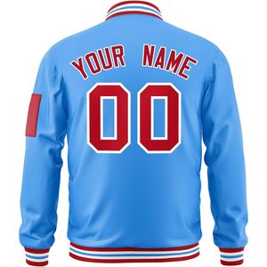 Veste bomber unisexe adulte en tissu PU coupe-vent, col rabattable, style preppy automne, fermeture éclair, personnalisable. - Product Image 2